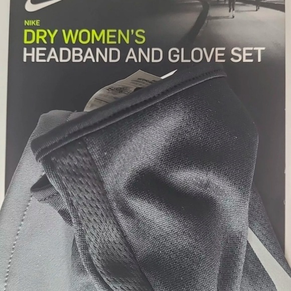 Nike Women's Dry Running Headband & Glove Set Medium/Large 87645 New With Tags - Picture 3 of 4